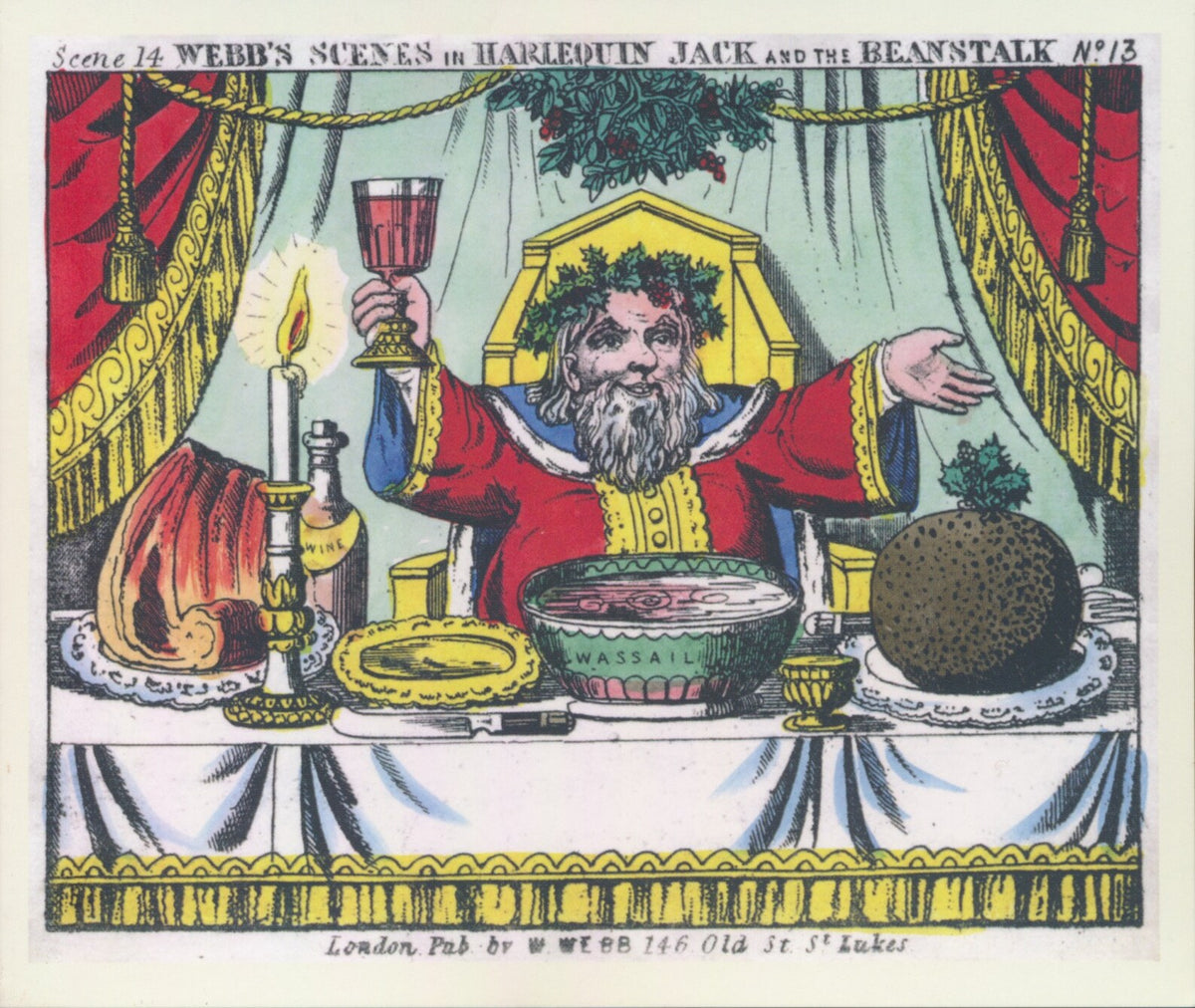 Jolly Santa Victorian Christmas Card, Greetings Card