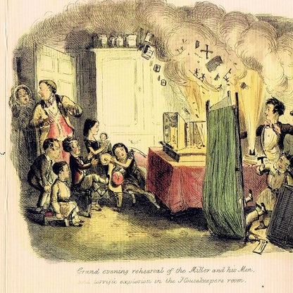 Toy Theatre Mischief from 1846 by John Leech, Greetings Card